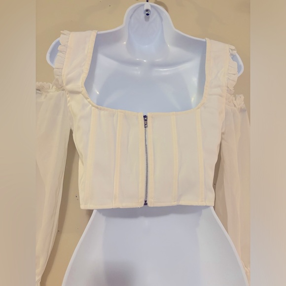 White Corset Top Long Sleeve - Picture 5 of 7